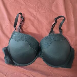 Auden Blue Lace Trim Push Up Demi Bra